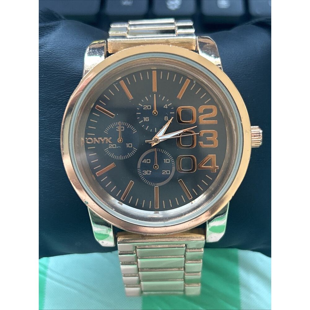 Onyk Rose Gold Tone Men’s Large Quartz Watch 9 In + Wrist